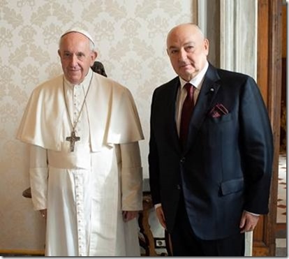 Вячеслава Моше Кантора с Папой Римским Франциском в Ватикане